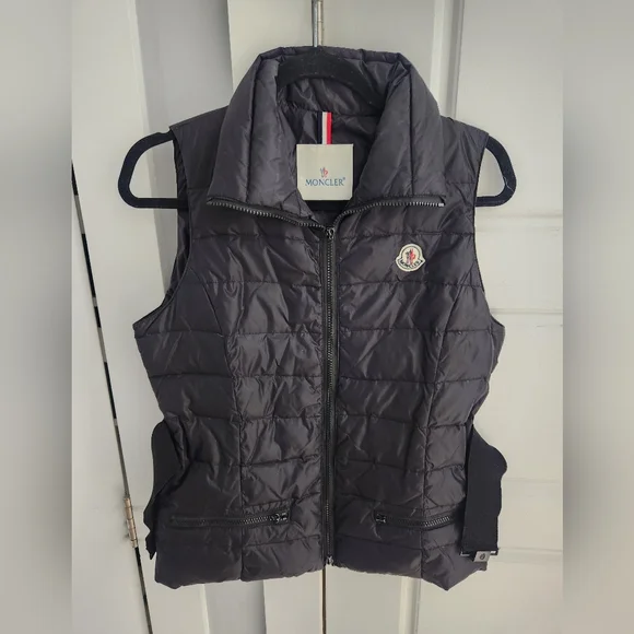 Moncler women down puffer vest women S black with logo - Picture 2 of 8